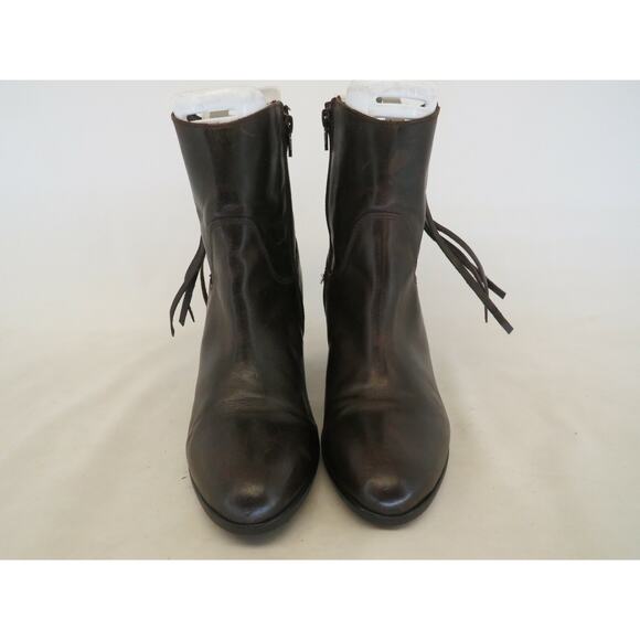 Charles By Charles David Brown Leather Zip Fringe Ankle Boots Womens Sz 39 EUR - Picture 5 of 12